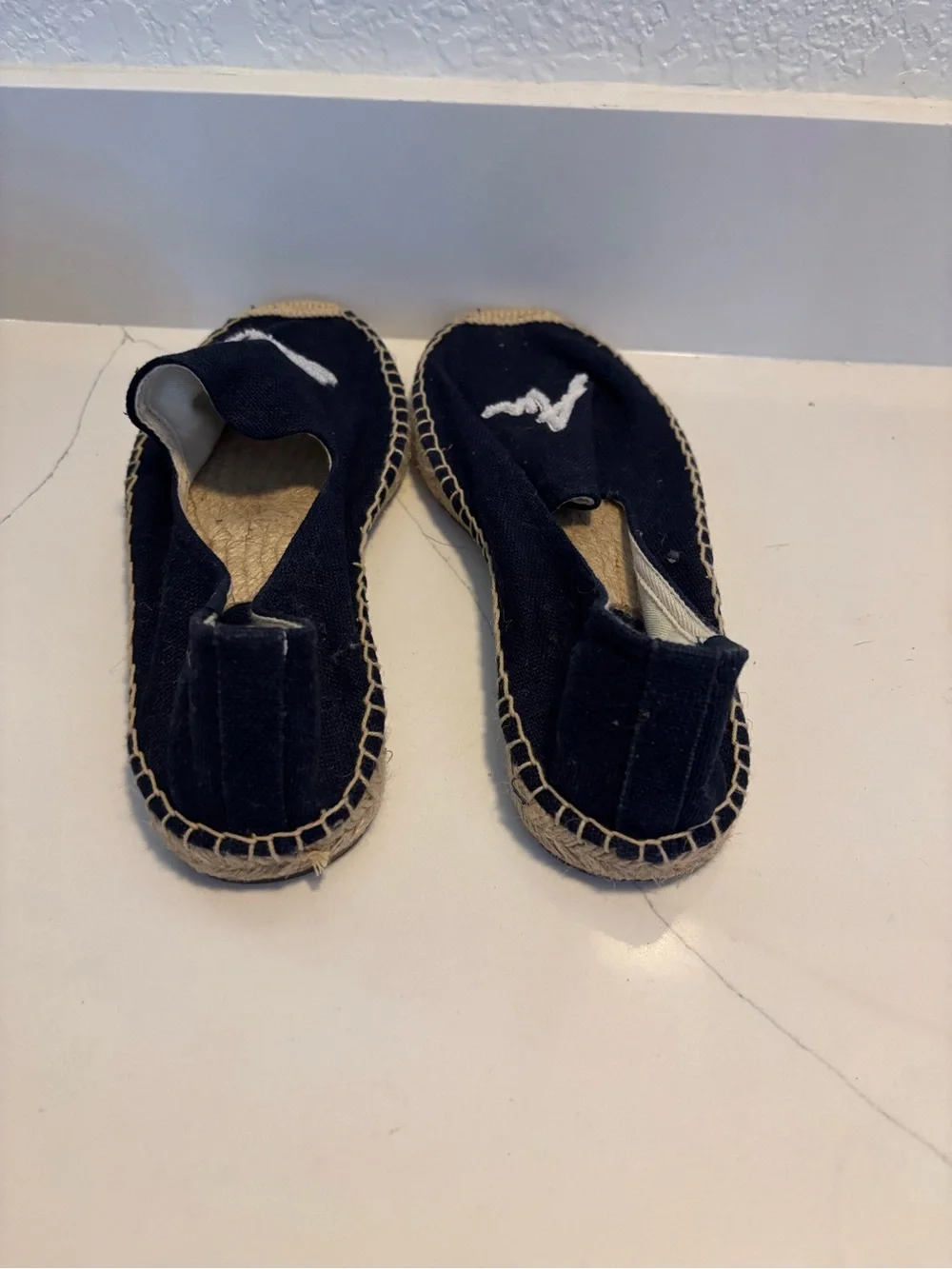 Soludos Black Canvas Slip-On Espadrilles with White Signature
